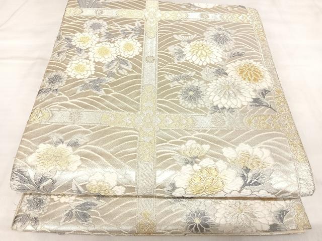 平和屋着物◎六通柄袋帯　唐織　草花文　金銀糸　正絹　逸品　AABL5772yx