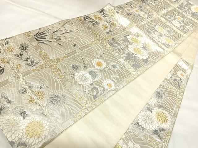 平和屋着物◎六通柄袋帯　唐織　草花文　金銀糸　正絹　逸品　AABL5772yx