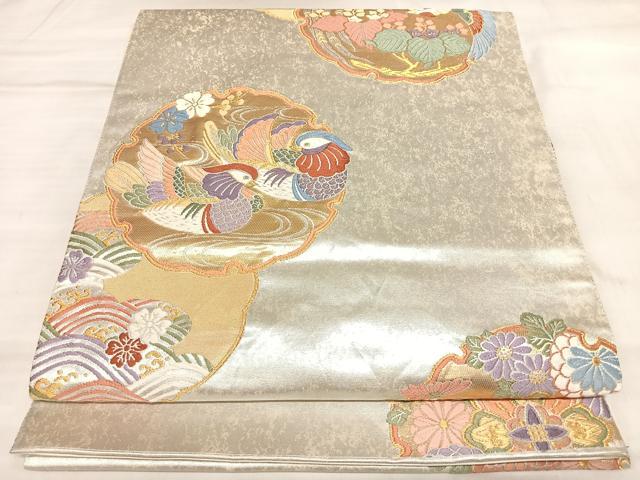 平和屋着物◎六通柄袋帯　唐織　雪輪鳳凰文　金銀糸　正絹　逸品　AABL5775yx