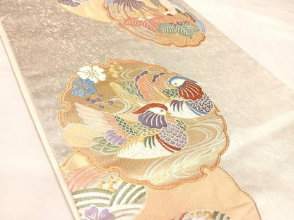 平和屋着物◎六通柄袋帯　唐織　雪輪鳳凰文　金銀糸　正絹　逸品　AABL5775yx