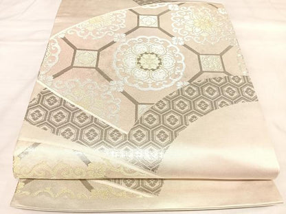 平和屋着物◎六通柄袋帯　吉祥花文　金銀糸　正絹　逸品　AABL5776yx