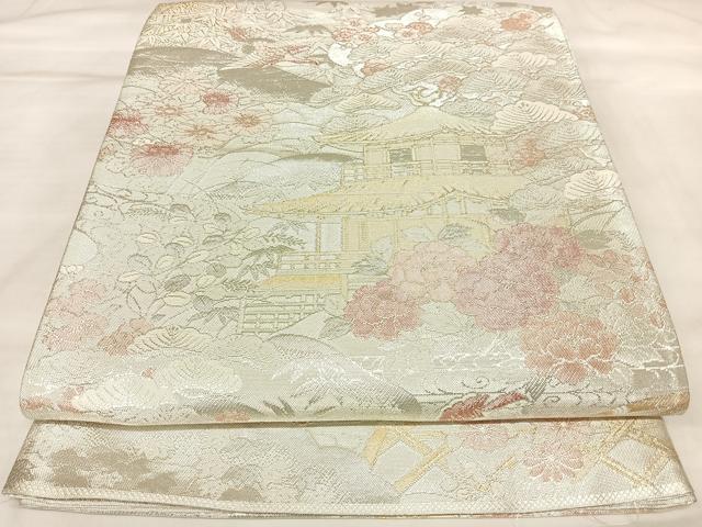 平和屋着物◎900織佐賀錦　六通柄袋帯　風景文　金銀糸　正絹　逸品　AABL5784yx