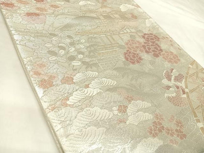 平和屋着物◎900織佐賀錦　六通柄袋帯　風景文　金銀糸　正絹　逸品　AABL5784yx
