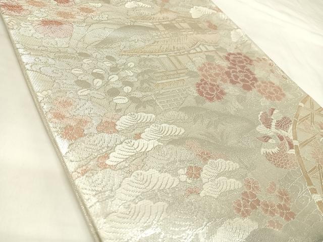 平和屋着物◎900織佐賀錦　六通柄袋帯　風景文　金銀糸　正絹　逸品　AABL5784yx