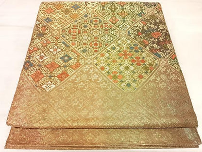 平和屋着物◎佐賀錦　太鼓柄袋帯　唐織　蜀江花文　金糸　正絹　逸品　AABL5789yx