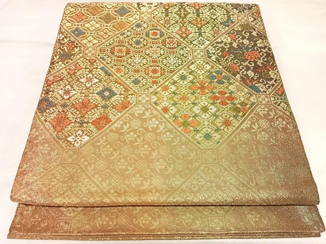 平和屋着物◎佐賀錦　太鼓柄袋帯　唐織　蜀江花文　金糸　正絹　逸品　AABL5789yx