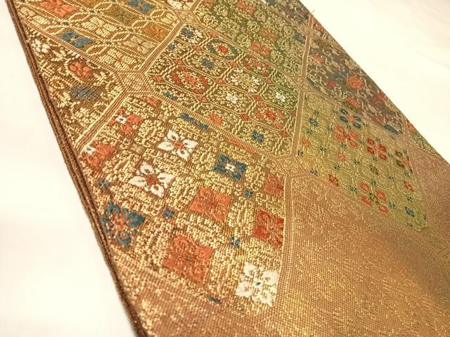 平和屋着物◎佐賀錦　太鼓柄袋帯　唐織　蜀江花文　金糸　正絹　逸品　AABL5789yx