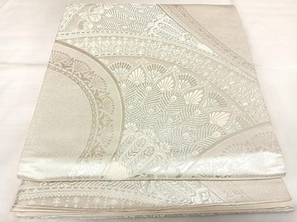 平和屋着物◎六通柄袋帯　唐織　孔雀羽文　オロール箔　正絹　逸品　AABL5801yx