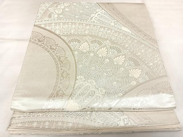 平和屋着物◎六通柄袋帯　唐織　孔雀羽文　オロール箔　正絹　逸品　AABL5801yx