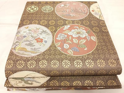 平和屋着物◎西陣　六通柄袋帯　唐織　花丸文　正絹　逸品　AABL5802yx