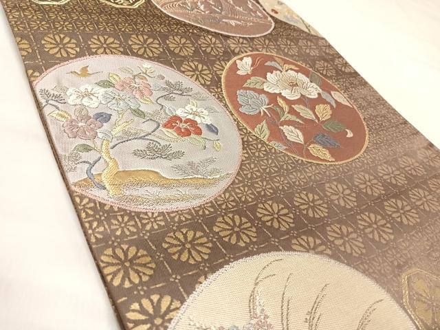 平和屋着物◎西陣　六通柄袋帯　唐織　花丸文　正絹　逸品　AABL5802yx
