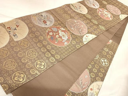 平和屋着物◎西陣　六通柄袋帯　唐織　花丸文　正絹　逸品　AABL5802yx