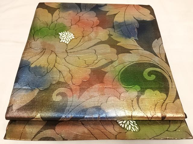 平和屋着物◎六通柄袋帯　舞花文　金銀糸　正絹　逸品　AABL5806yx