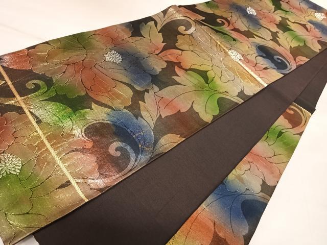 平和屋着物◎六通柄袋帯　舞花文　金銀糸　正絹　逸品　AABL5806yx