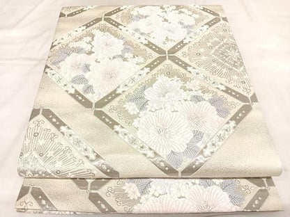 平和屋着物◎六通柄袋帯　唐織　花菱文　プラチナ箔　やまとオリジナル　正絹　逸品　AABL5807yx