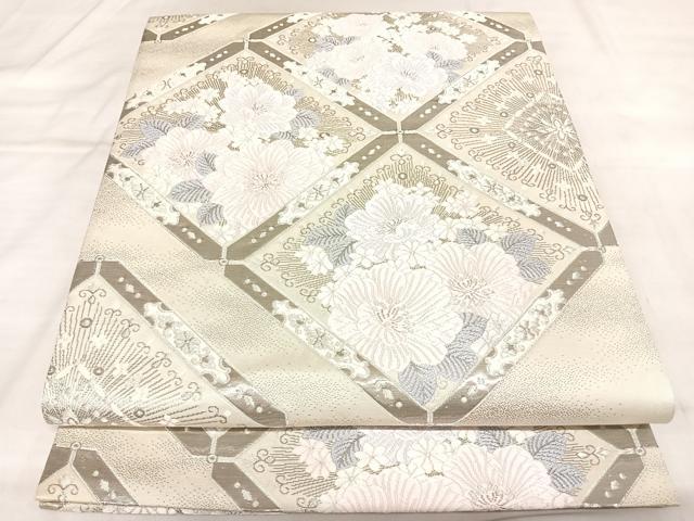 平和屋着物◎六通柄袋帯　唐織　花菱文　プラチナ箔　やまとオリジナル　正絹　逸品　AABL5807yx