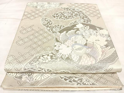 平和屋着物◎六通柄袋帯　唐織　清風鳳凰文　プラチナ箔　正絹　逸品　AABL5808yx