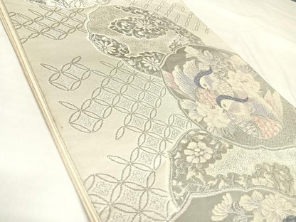 平和屋着物◎六通柄袋帯　唐織　清風鳳凰文　プラチナ箔　正絹　逸品　AABL5808yx
