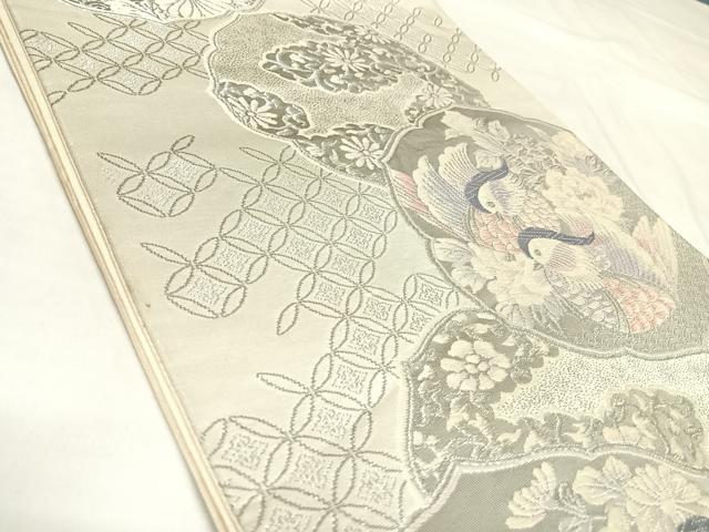 平和屋着物◎六通柄袋帯　唐織　清風鳳凰文　プラチナ箔　正絹　逸品　AABL5808yx