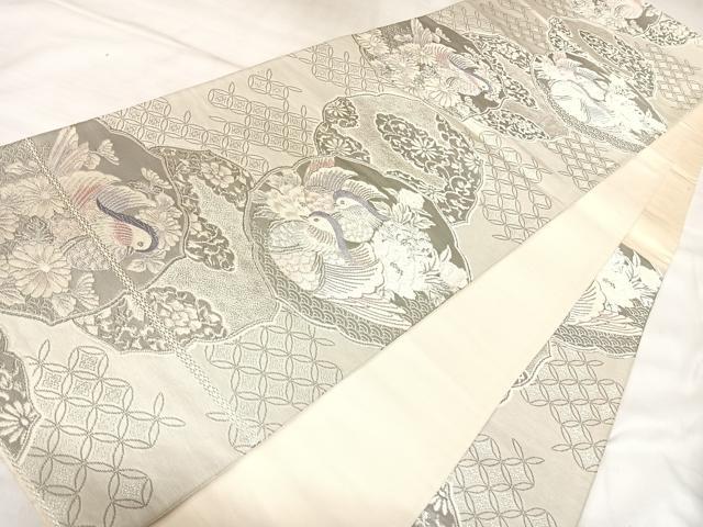 平和屋着物◎六通柄袋帯　唐織　清風鳳凰文　プラチナ箔　正絹　逸品　AABL5808yx