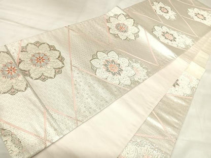 平和屋着物◎六通柄袋帯　唐織　桧垣華文　プラチナ二重箔　正絹　逸品　AABL5810yx