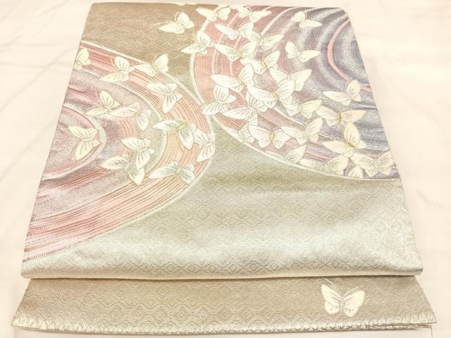平和屋着物◎六通柄袋帯　唐織　流水舞蝶文　金銀糸　正絹　逸品　AABL5819yx