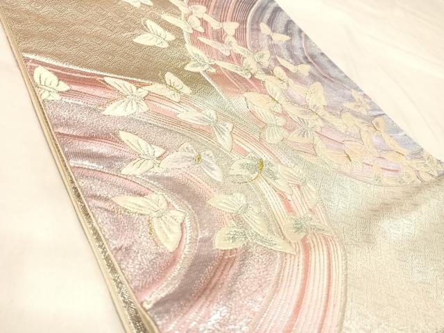 平和屋着物◎六通柄袋帯　唐織　流水舞蝶文　金銀糸　正絹　逸品　AABL5819yx