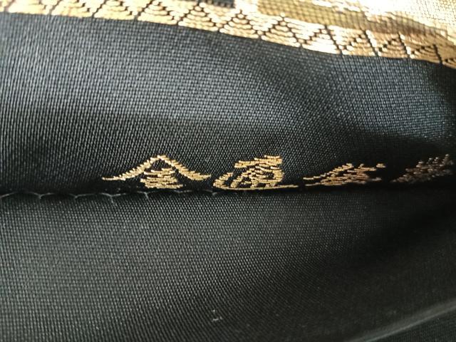 平和屋着物◎全通柄袋帯　唐織　笹竹花鳥文　黒地　金銀糸　正絹　逸品　AABL5820yx