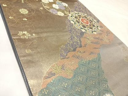 平和屋着物◎六通柄袋帯　唐織　道長花丸文　金銀糸　正絹　逸品　AABL5821yx