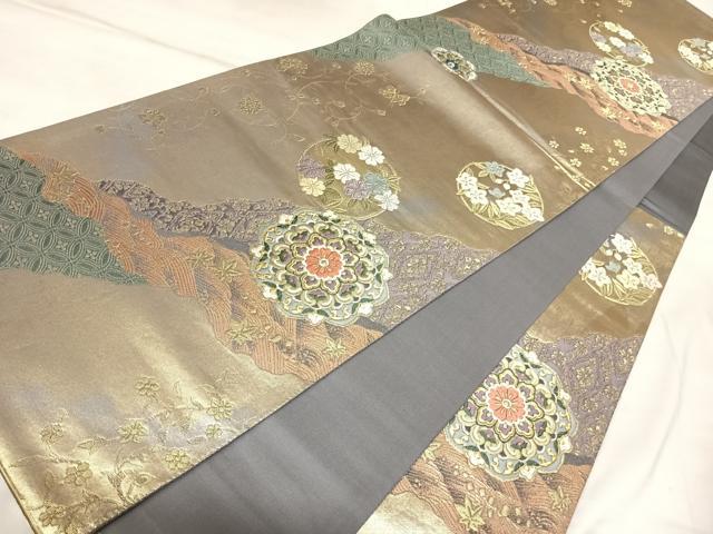 平和屋着物◎六通柄袋帯　唐織　道長花丸文　金銀糸　正絹　逸品　AABL5821yx