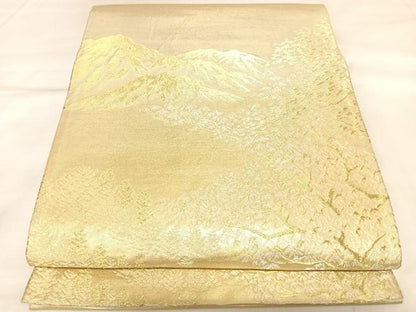 平和屋着物◎六通柄袋帯　遠山風景文　金銀糸　正絹　逸品　AABL5830yx