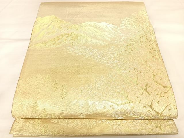 平和屋着物◎六通柄袋帯　遠山風景文　金銀糸　正絹　逸品　AABL5830yx