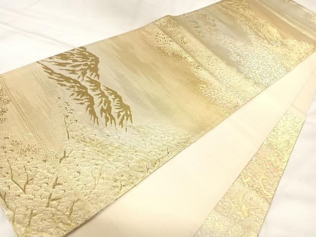 平和屋着物◎六通柄袋帯　遠山風景文　金銀糸　正絹　逸品　AABL5830yx