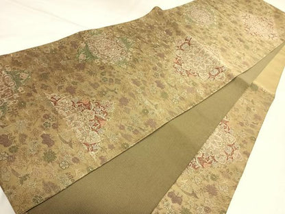 平和屋着物◎六通柄袋帯　正倉院花鳥菱文　金銀糸　正絹　逸品　AABL5838yx