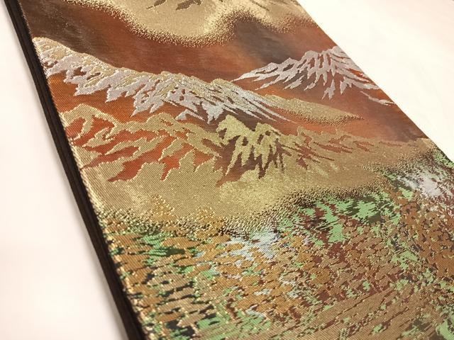 平和屋着物◎六通柄袋帯　遠山風景文　金銀糸　正絹　逸品　AABL5842yx