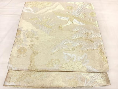 平和屋着物◎佐賀錦　六通柄袋帯　孔雀羽文　鳳凰松文　金銀糸　正絹　逸品　AABL5845yx