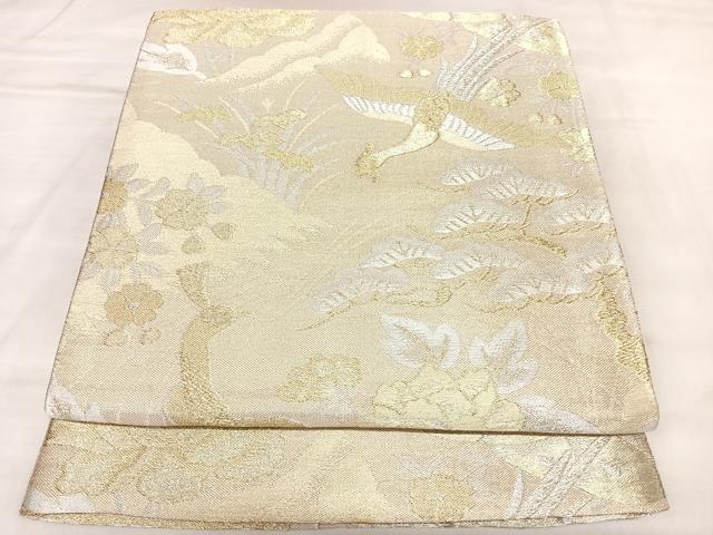 平和屋着物◎佐賀錦　六通柄袋帯　孔雀羽文　鳳凰松文　金銀糸　正絹　逸品　AABL5845yx