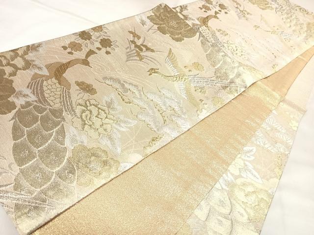 平和屋着物◎佐賀錦　六通柄袋帯　孔雀羽文　鳳凰松文　金銀糸　正絹　逸品　AABL5845yx