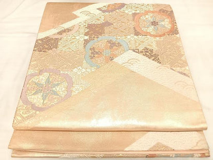 平和屋着物◎六通柄袋帯　唐織　蜀江花文　金糸　正絹　逸品　AABL5847yx