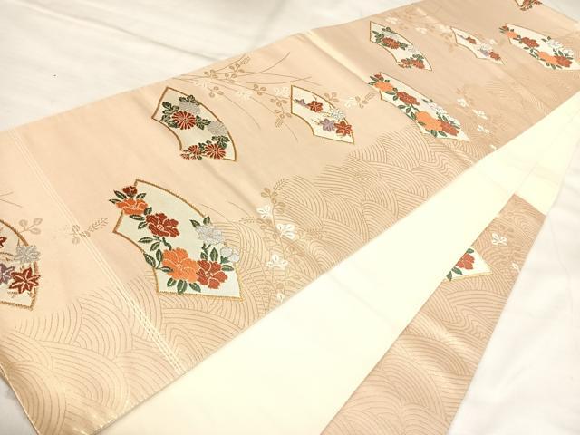 平和屋着物◎西陣　六通柄袋帯　唐織　地紙草花文　金糸　正絹　逸品　AABL5849yx