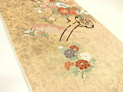 平和屋着物◎西陣　六通柄袋帯　唐織　花車文　金糸　引箔　正絹　逸品　AABL5852yx