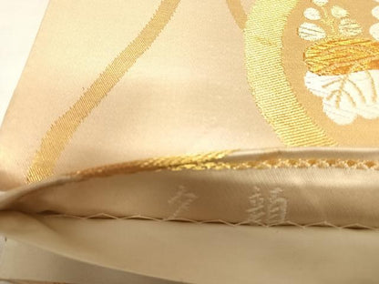 平和屋着物◎六通柄袋帯　唐織　夕顔　金糸　正絹　逸品　AABL5853yx