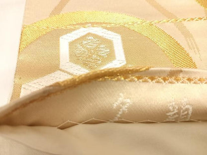 平和屋着物◎六通柄袋帯　唐織　夕顔　金糸　正絹　逸品　AABL5853yx
