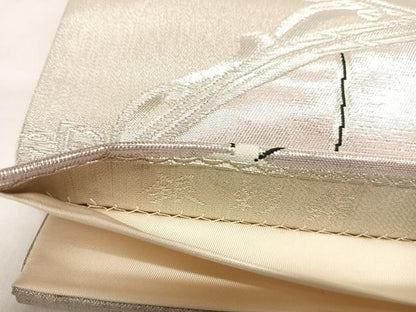 平和屋着物◎六通柄袋帯　地紙花文　銀彩錦　金銀糸　やまと誂製　正絹　逸品　AABL5854yx