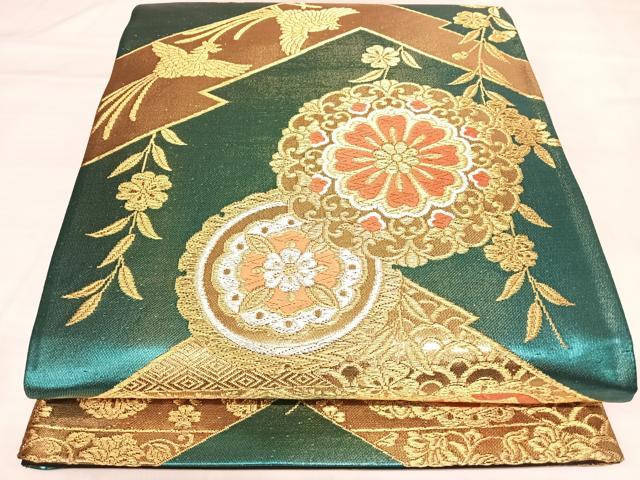 平和屋着物◎六通柄袋帯　唐織　正倉院花文　鳳凰　金銀糸　正絹　逸品　AABL5857yx