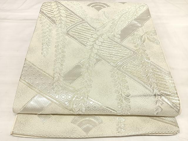 平和屋着物◎六通柄袋帯　藤の花竹文　金銀糸　正絹　逸品　AABL5864yx