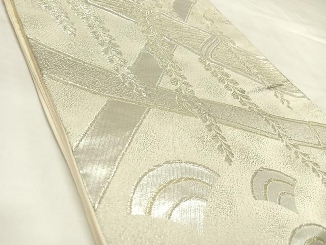 平和屋着物◎六通柄袋帯　藤の花竹文　金銀糸　正絹　逸品　AABL5864yx