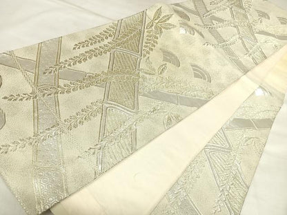 平和屋着物◎六通柄袋帯　藤の花竹文　金銀糸　正絹　逸品　AABL5864yx