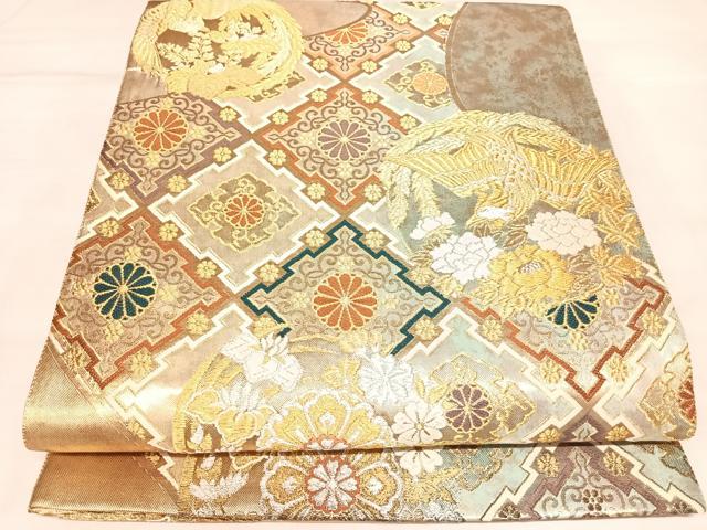 平和屋着物◎六通柄袋帯　唐織　鳳凰花文　金銀糸　引箔　正絹　逸品　AABL5867yx