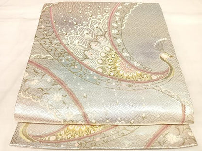 平和屋着物◎二重箔佐賀錦　六通柄袋帯　唐織　孔雀文　金銀糸　正絹　逸品　AABL5868yx